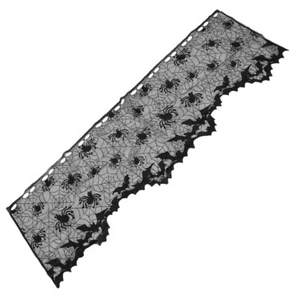 Tende a pipistrello decorazione ragnatela pizzo nero vecchio stile Halloween - Foto 1 di 12