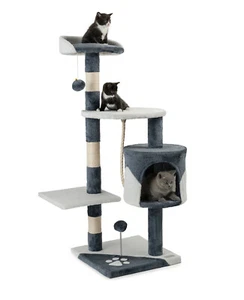 B-Ware: lionto Kratzbaum Kletterbaum Katzenkratzbaum 112 cm grau/weiß - Bild 1 von 6