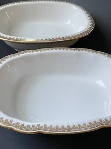 White Limoges Serving Bowls Gold Trim Set of 2-Simple Elegance - Picture 1 of 11