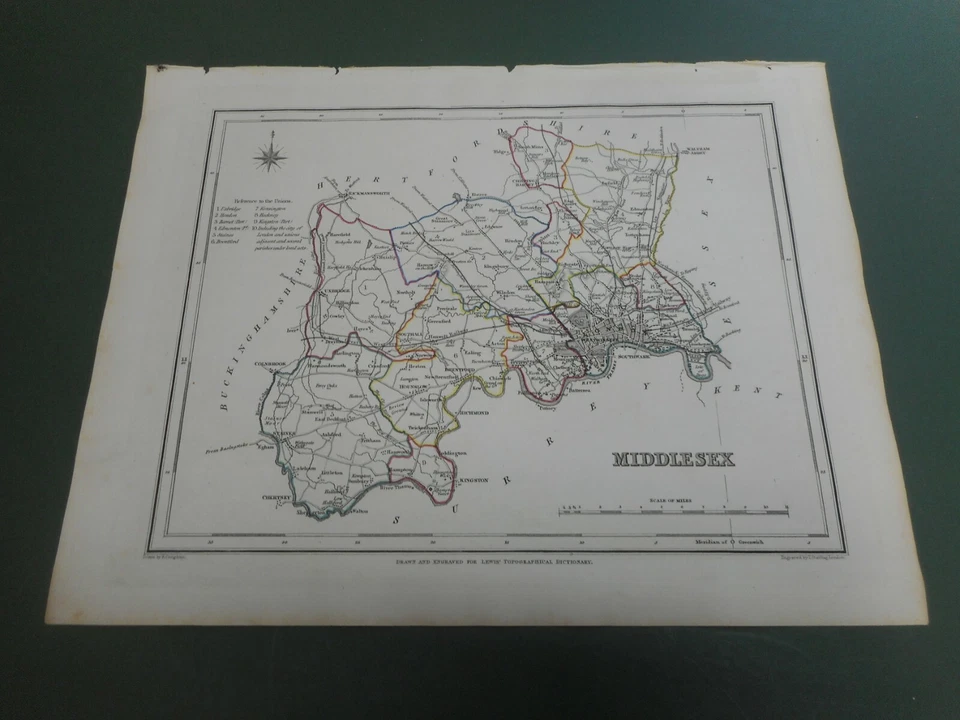 100% ORIGINAL MAPA DE LONDRES DE MIDDLESEX DE LEWIS C1846 EN MUY BUEN ESTADO FERROCARRILES DE COLOR ORIGINAL  Foto 1 de 1