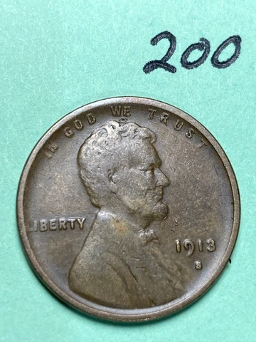 1913-S LINCOLN WHEAT CENT, rare date, fine condition #200 Cover