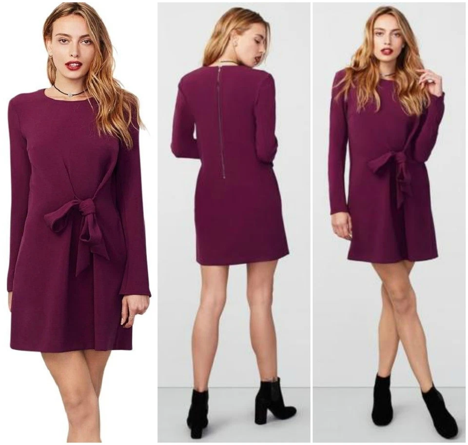 VESTIDO JUSTO RACHEL ROY ELEGANTE LAÇO LATERAL MANGA LONGA Tamanho 0 Novo com etiquetas $129 - Imagem 1 de 1