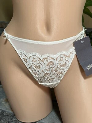 Sexy Tanga Lencería Gilligan & Omalley Y2K Tanga XS Blanco Floral Encaje Nueva con Etiquetas Foto 1 de 4