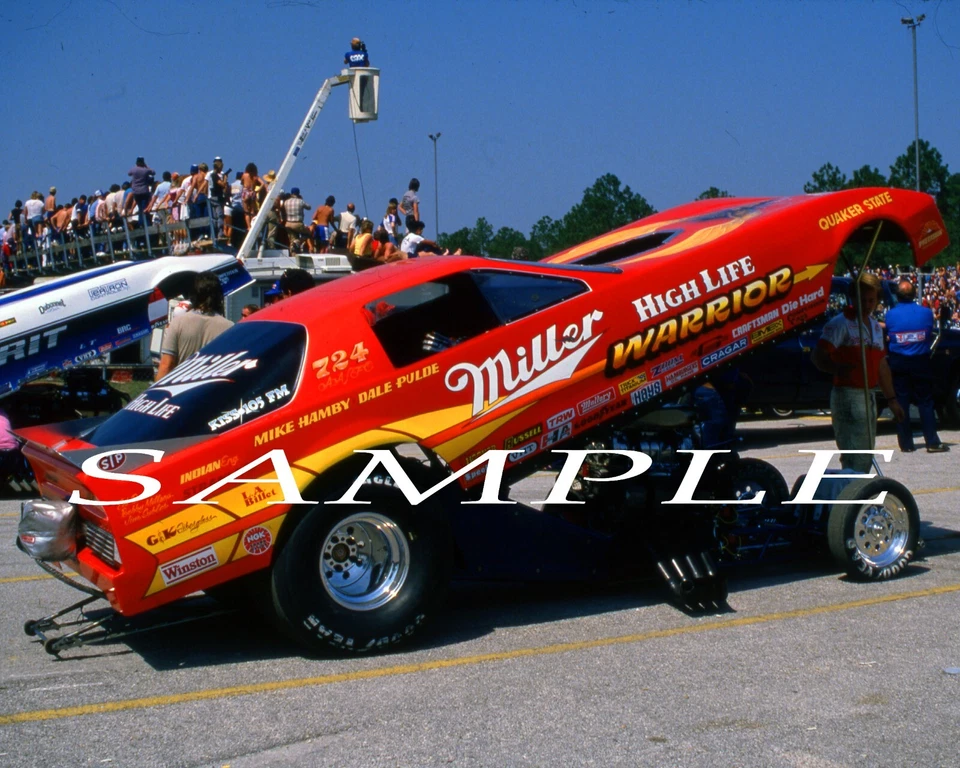 DALE PULDE MILLER HIGH LIFE WARRIOR FUNNY CAR CLOSE UP SHOT 8X10 GLOSSY PHOTO #4 - Image 1 of 1