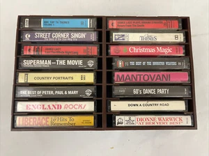 16 Vintage Cassette Tapes with Storage Case Mixed Artists/Genre’s Lot Tested - Picture 1 of 12