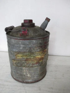 Vintage 1 Gallone Benzinkanister aus verzinktem Metall, Holzgriff, Markenlos, GUC - Bild 1 von 4