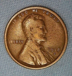 1918-S Lincoln 1c F Details Toned - Picture 1 of 4