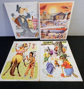 Rare! Lot of 4 Vintage 60s Frame Tray Puzzles Playskool Golden Press Airplanes - Picture 1 of 5