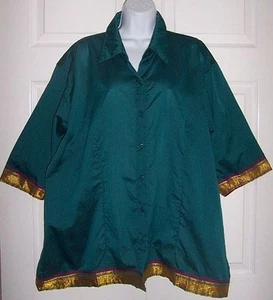 Camisa informal para hombre talla 24 verde azulado dorado y borgoña hecha en India - Imagen 1 de 5