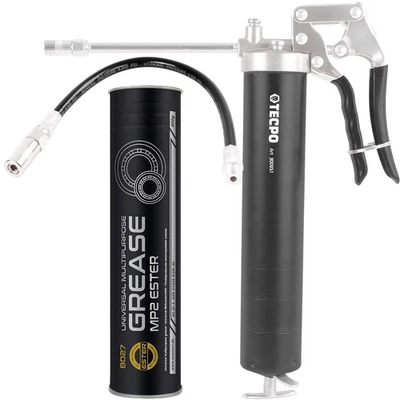 TECPO EINHAND FETTPRESSE HANDFETTPRESSE SCHLAUCH + 400g MANNOL MEHRZWECKFETT MP2 - Bild 1 von 4