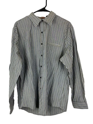 Camisa con botones Van Heusen Traveler para hombre grande 16 16,5 gris azul manga larga Foto 1 de 4