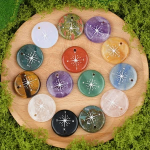 Colgante de disco de piedras preciosas de 30 mm para hacer joyas patrón de plata-brújula 5 piezas/lote - Imagen 1 de 19