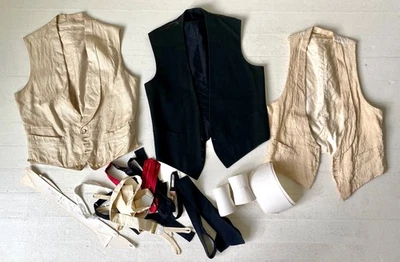 Lote de chalecos chalecos de seda vintage antiguos para hombre Haberdash puños Foto 1 de 4
