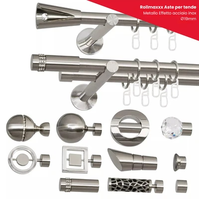 Asta per Tenda / Bastone Doppia & Singola Acciaio 19 mm SET Terminali ROLLMAXXX - Immagine 1 di 3