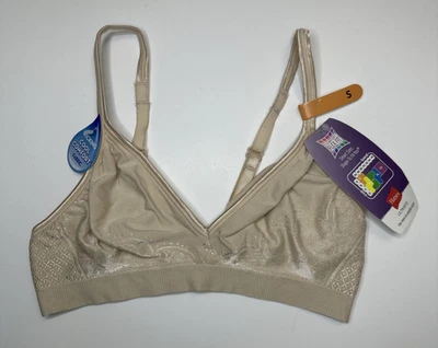 Hanes Ultimate Wireless Bra Soft Padding Seamless Bra Convertible Beige S DHHU11 - Image 1 of 4