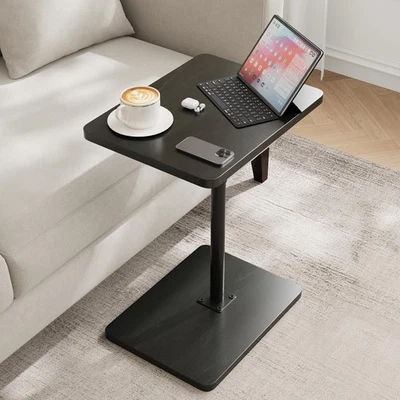 Adjustable Height C Shaped Side Table with 360° Swivel Tray, Slide Under Sofa... - Image 1 of 4