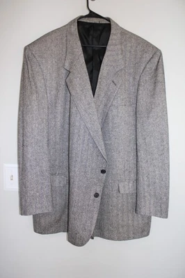 ABRIGO DEPORTIVO 100% SEDA PIERRE BALMAIN ESPIGA BLANCO Y NEGRO talla 56R traje chaqueta Foto 1 de 4