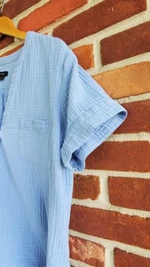J Crew Grande Azul Mierda Cuello en V Algodón Excelente - Imagen 1 de 5