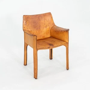 1990s Mario Bellini for Cassina Cab Arm / Dining Chair Steel w/ Cognac Leather - Picture 1 of 12
