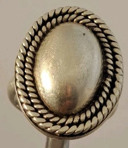Modernist Sterling Silver Domed Oval Top Rope Border Ring TAXCO Mexico size 7 - Bild 1 von 7