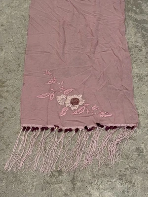 Cachecol Sue Wong seda vestido xale malva rosa marrom marrom joias frisadas grande 31 - Imagem 1 de 4