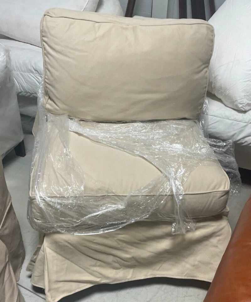 Sofá básico Pottery Barn seccional SILLA SIN BRAZOS SOLO FUNDA lona yute Foto 1 de 1