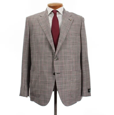 Abrigo deportivo Belvest nuevo con etiquetas mezcla de lana/seda talla 56R (46R EE. UU.) a cuadros borgoña Foto 1 de 4