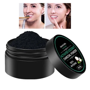 Charcoal Toothpaste Powder Coconut Teeth Whitener With Bamboo Toothbrush 30g - Picture 1 of 11