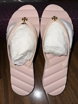 Chanclas finas Tory Burch Kira nuevas con etiquetas, talla 9, Meadowsweet/doradas Foto 1 de 4