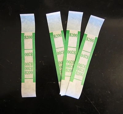 100 SELF SEALING GREEN $200 CURRENCY STRAPS MONEY BILL BANDS PMC BRAND STRAP