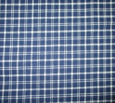 Tela de tapicería vintage de lino/algodón a cuadros azul blanco de 2 yardas ~ Foto 1 de 4