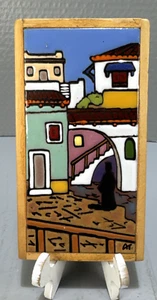 Vintage Terra Cotta Greek Art Tile Angelo Tsakirakis AT Hanging 6" - Picture 1 of 7