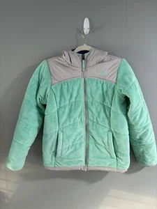 The North Face Reversible Fleece Soft Shell Girl’s Teal/Grey/Blue Jacket Size L - Picture 1 of 22