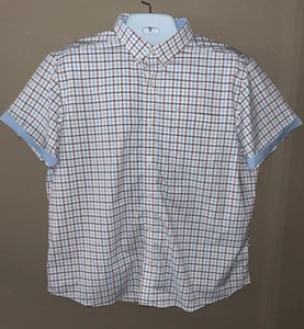 Johnston & Murphy XC4 Extreme Comfort Button White Red Blue Checkered Shirt XXL - Picture 1 of 11