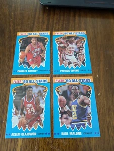 (4 CARDS) 1990-91 FLEER ‘90 ALL STAR: BARKLEY EWING MALONE Olajuwon - Picture 1 of 2