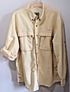 Herren L.L. Outdoorshirt Bohnengelb belüftet L/S Gr. L Taschen Rollriegelärmel - Bild 1 von 11