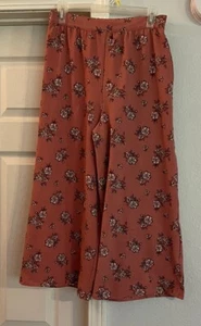 Knit Works Girls Wide Leg Pants Sz XL (16) Multicolor Floral Elastic Waist - Picture 1 of 3