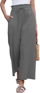 Pantaloni Donna Eleganti Pantalone Sciolto Gamba Dritta Palazzo Vita Alta Comodi - Foto 1 di 12