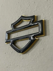 Harley Davidson Emblems 2 pcs, Gold&Black Custom CVO Fuel Gas Tank Badge! 3 1/2" - Picture 1 of 5