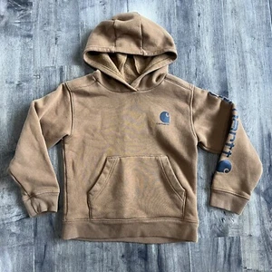 Carhartt Boys Carhartt Brown Hoodie Hooded Sweatshirt Size 6 Kids Small - Picture 1 of 8