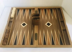 Backgammon Set Beautiful Wood Veneer Inlay 16.5" x 10" Closed Measurement - Picture 1 of 10