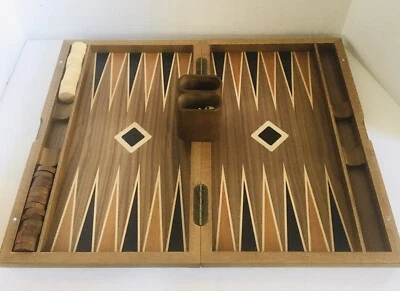 Backgammon Set Beautiful Wood Veneer Inlay 16.5" x 10" Closed Measurement - Image 1 of 4
