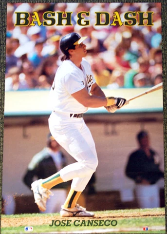 Jose Canseco BASH & DASH 1990 Oakland A's MLB Action Costacos 24x36 Wall POSTER Cover
