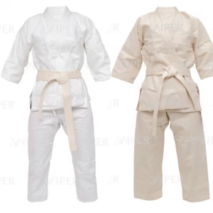 Tuta Judo Bianca Studente GI Uniforme Allenamento Gratuita Cintura Crema Bambini Ragazzi Ragazze Kit - Foto 1 di 5