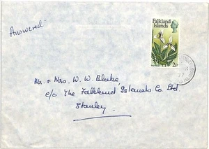 FALKLAND ISLANDS COMPANY Cover 1977 2p FLOWERS Surrey Commercial Air Mail SS149 - Picture 1 of 1