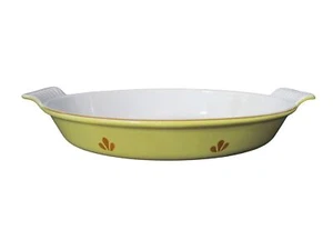 Dru Holland 26 Yellow Tulip Oval Baker Au Gratin Fluted Handles GUC - Picture 1 of 23