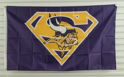 Minnesota Vikings Flag 3ftx5ft Vikings Superman Logo flag Vikings Banner NFL 🔥 Cover