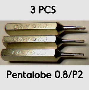 3PC P2 Pentalobe TS1,0.8mm,PL1 Replacement Bits for 4mm Mini Hex Driver Torx Mic - Picture 1 of 3