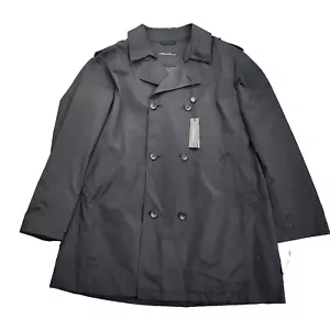NWT Kenneth Cole NY Mens Rain Jacket Trench Coat Rado Black size 46 Regular - Picture 1 of 13