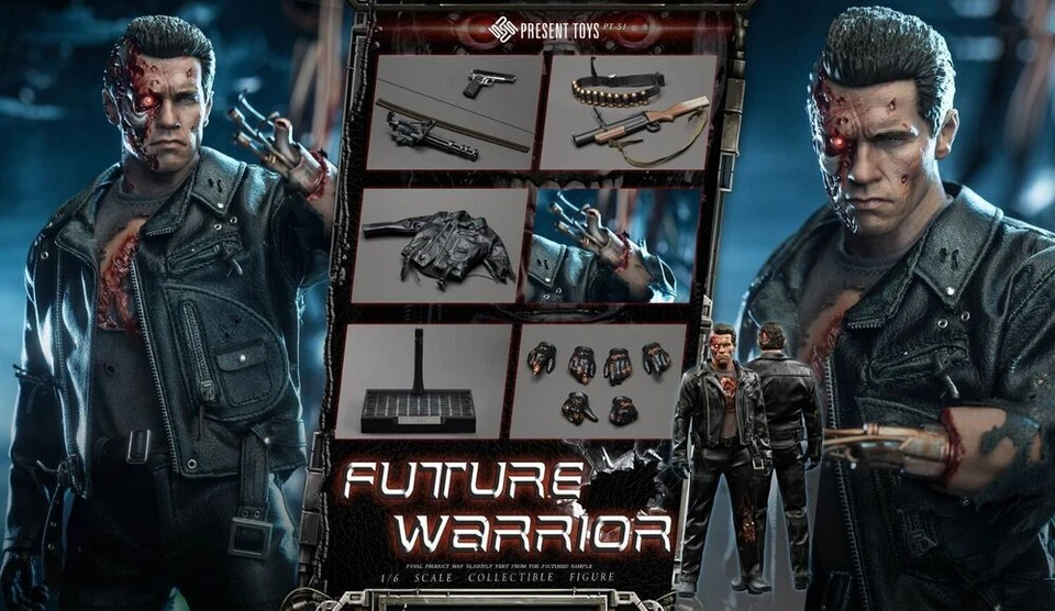 In Stock PRESENT TOYS PT-sp51 1/6 Terminator T800 Arnold Figure Deluxe Ver. - Image 1 of 4